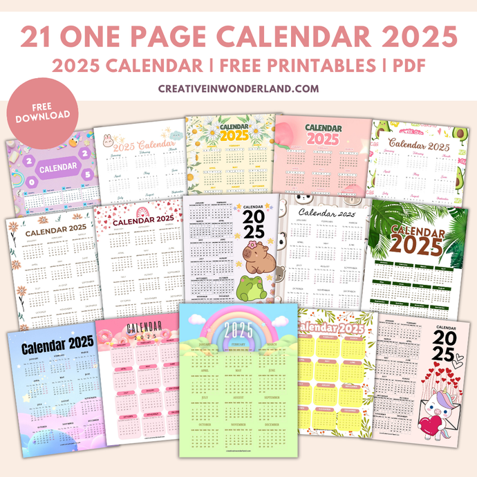 21 Best One Page Calendar 2025 Templates