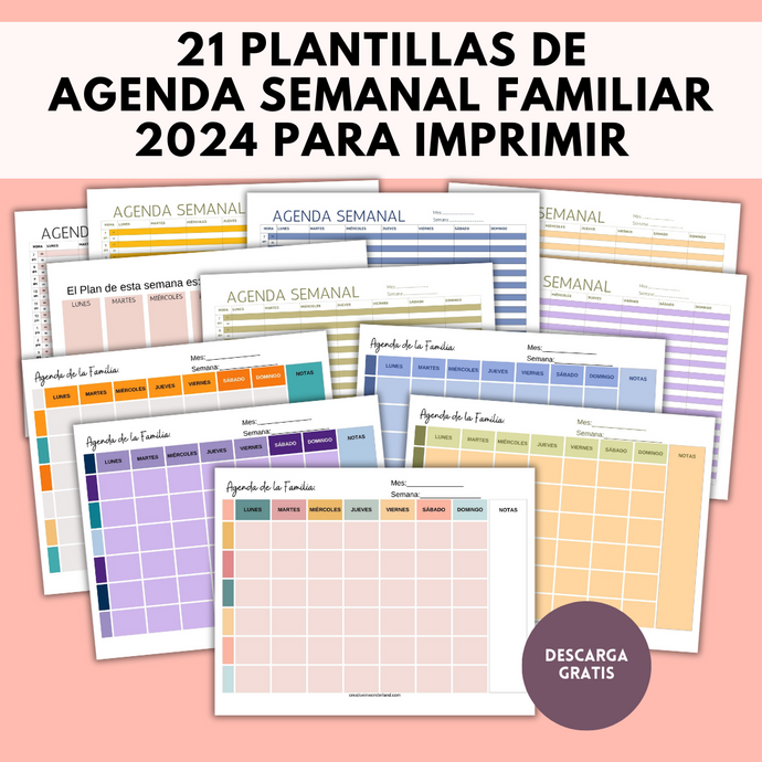 21 Plantillas de Agenda Semanal Familiar 2024 para Imprimir