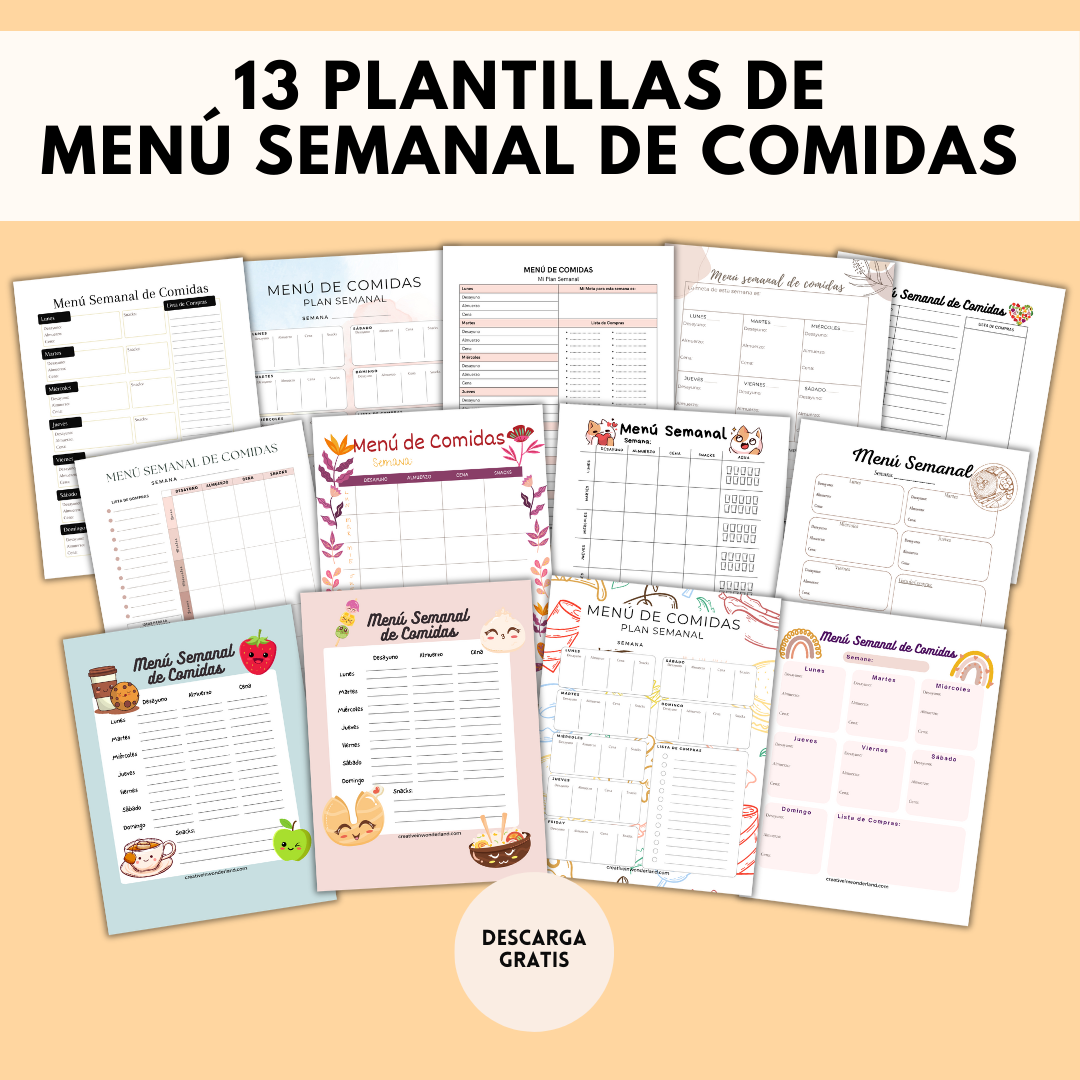 Carpeta De Planificación De Comidas Imprimible