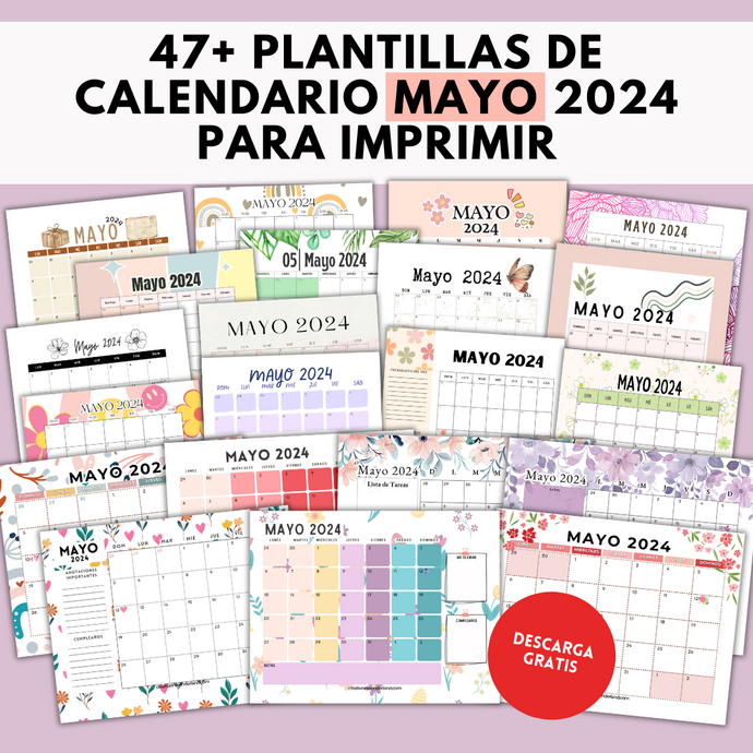 47+ Plantillas de Calendario Mayo 2024 para Imprimir