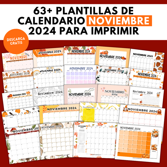 63+ Plantillas de Calendario Noviembre 2024 para Imprimir