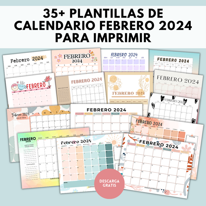 35+ Plantillas de Calendario Febrero 2024 para Imprimir
