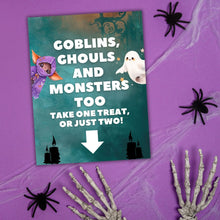 Load image into Gallery viewer, Halloween Candy Bowl Sign - Ghouls and Goblins
