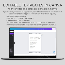 Load image into Gallery viewer, Printable Wildflower Wedding Invitation Card, Details Card Template, RSVP Card with QR code, Canva Wedding Invitations Template - WFW02
