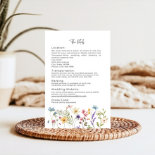 Load image into Gallery viewer, Printable Wildflower Wedding Invitation Card, Details Card Template, RSVP Card with QR code, Canva Wedding Invitations Template - WFW02
